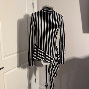 Black and White Striped Long Sleeve Top